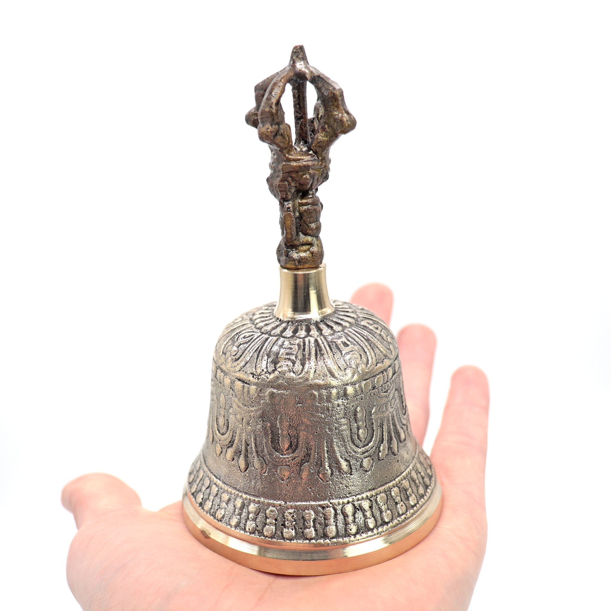 Tibetan Hand Bell with Dorje and Wood Striker - 13 Moons