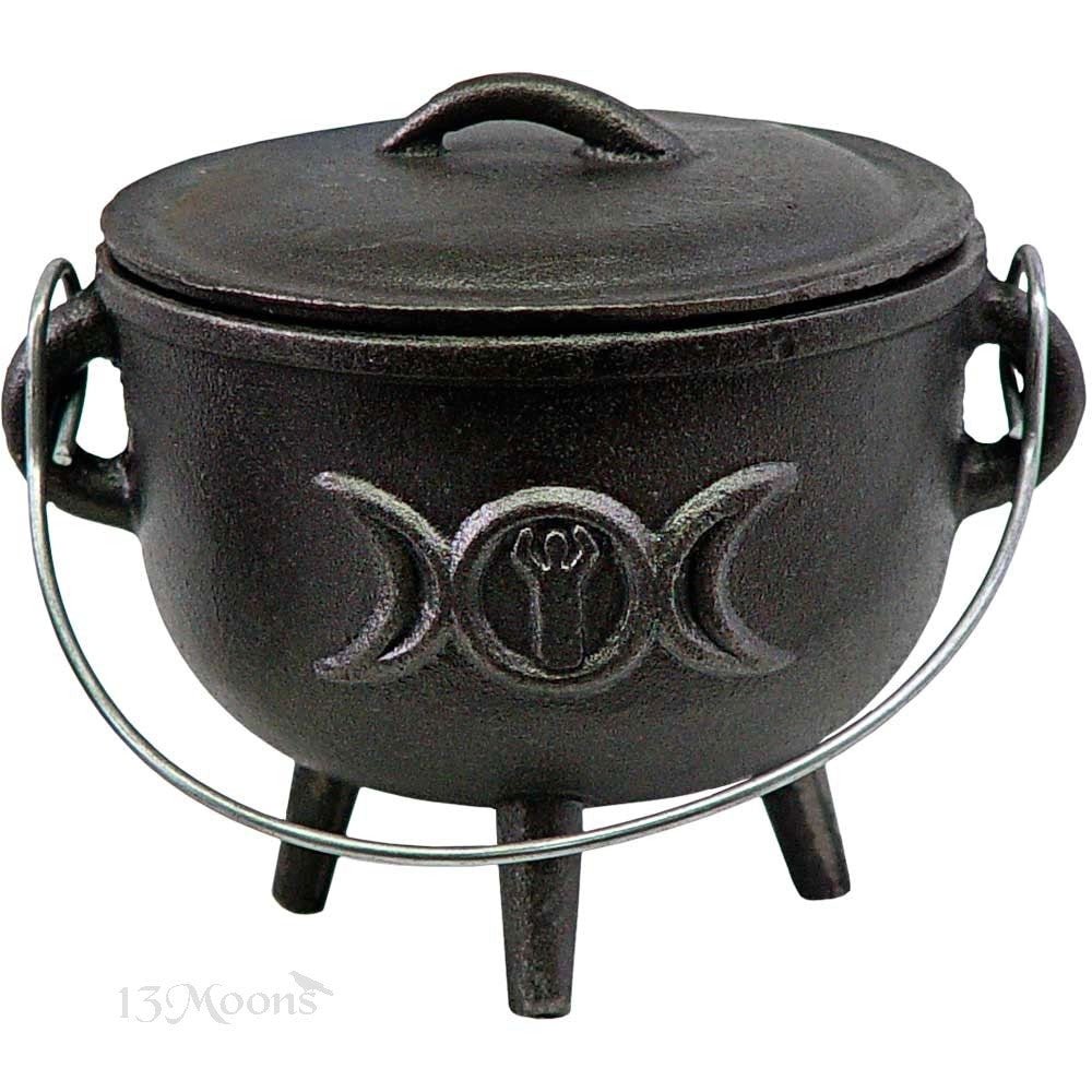 Triple Moon Goddess Cauldron, 4.5 inch - 13 Moons