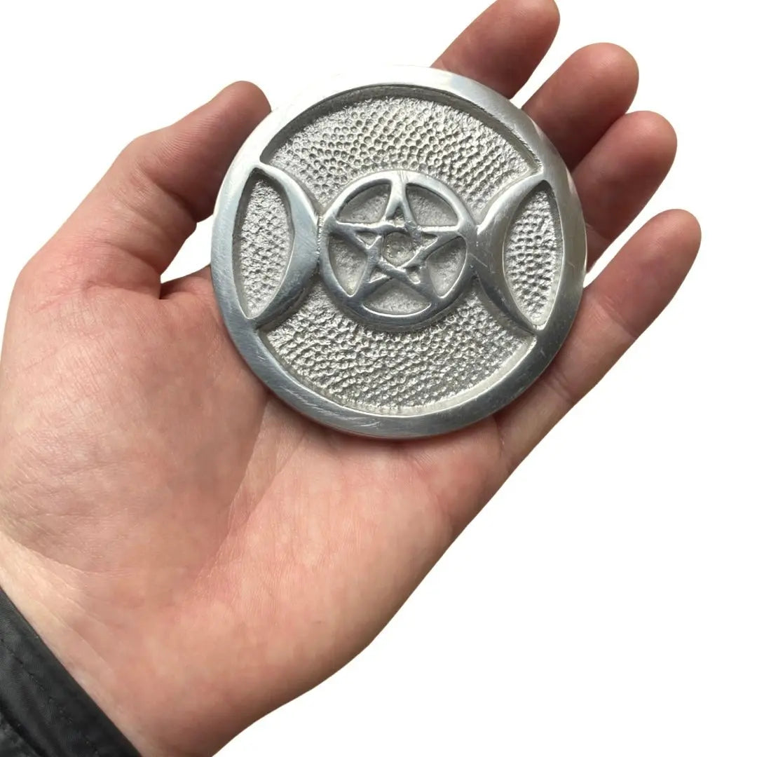 Triple Moon Pentacle Altar Tile, 3 inch - 13 Moons