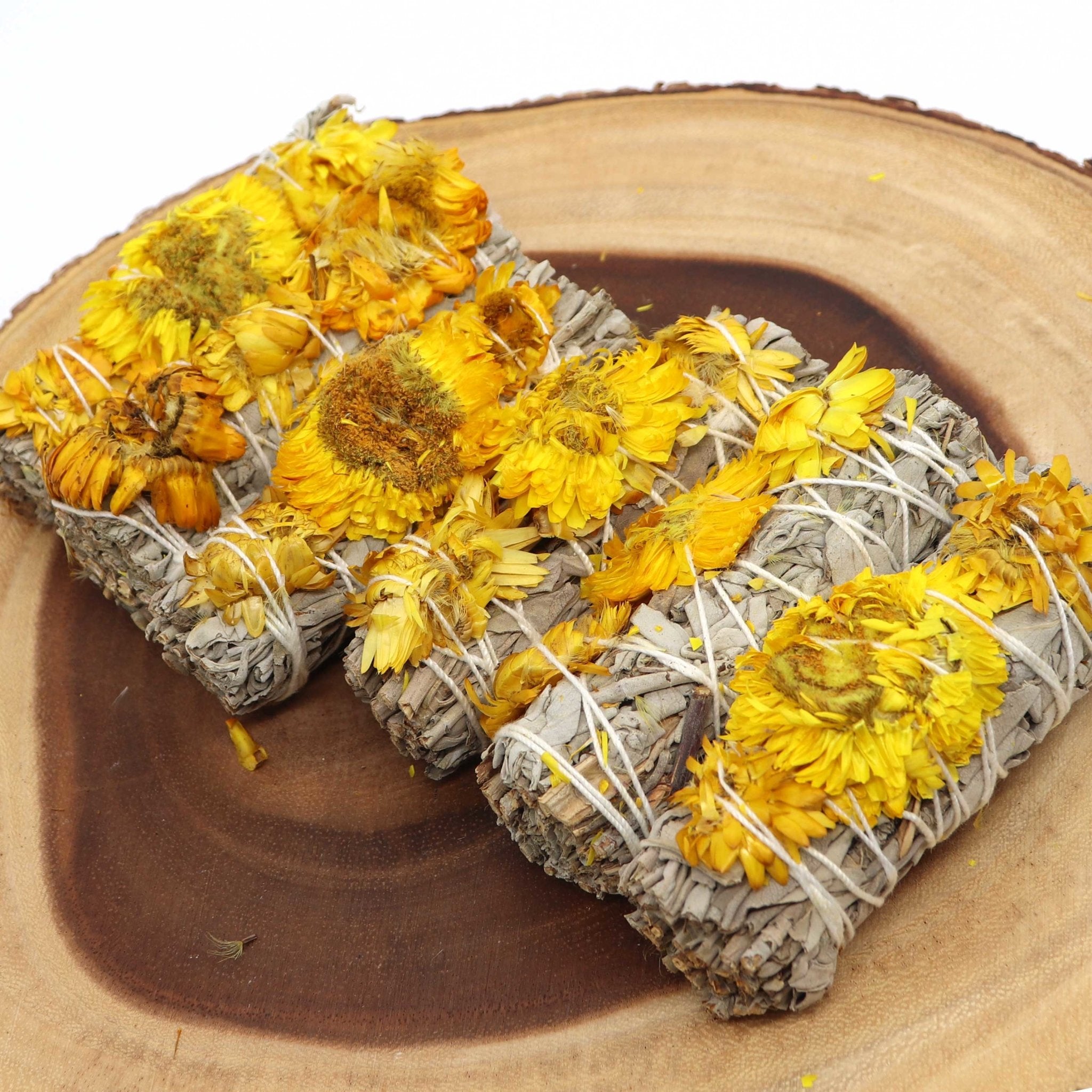 White Sage Sunflower Smudge Stick - 13 Moons